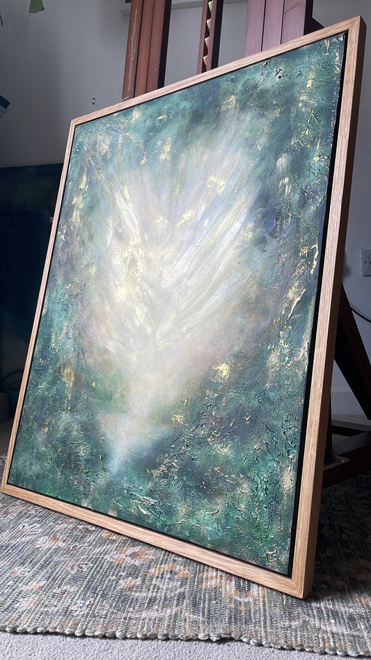 Whispers in Jade - Original Framed acrylic on Canvas