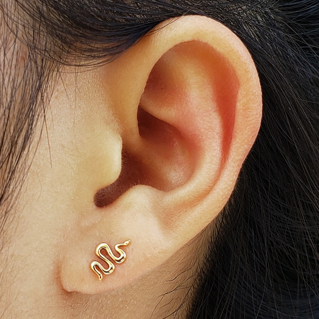 Golden Snake Stud Earrings