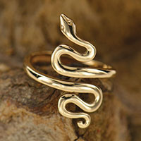 Golden Snake Serpent Energy Adjustable Ring