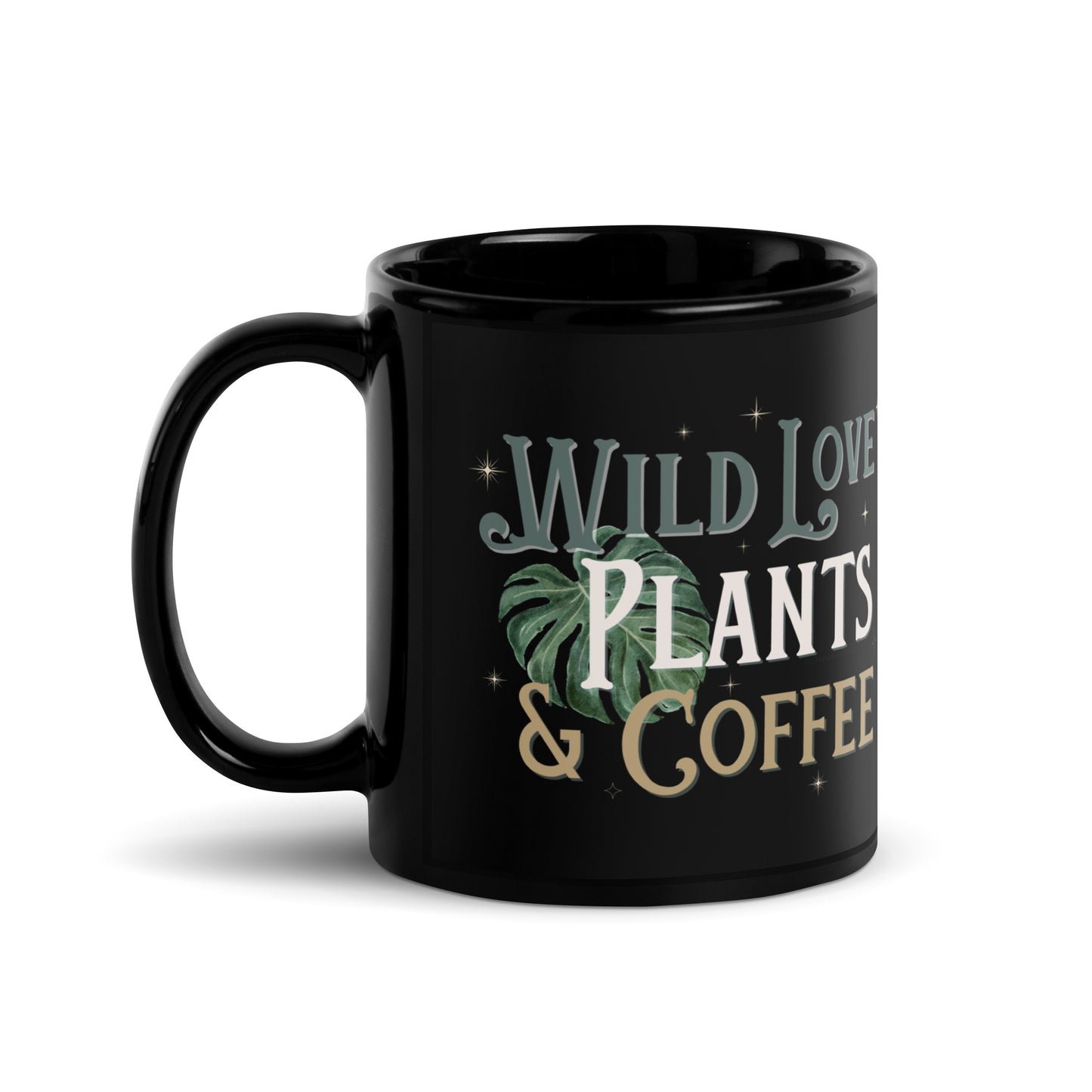 Wild Love, Plants & Coffee Black Printed Mug