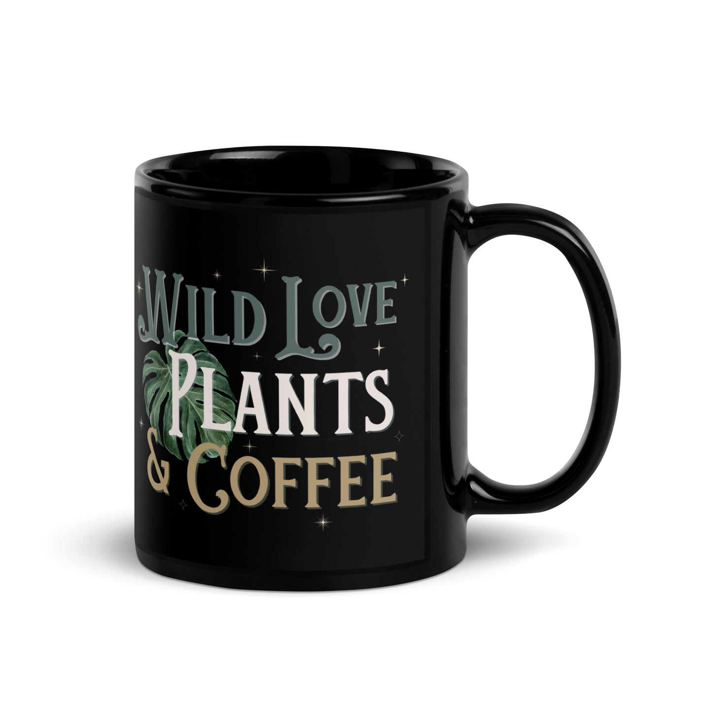 Wild Love, Plants & Coffee Black Printed Mug