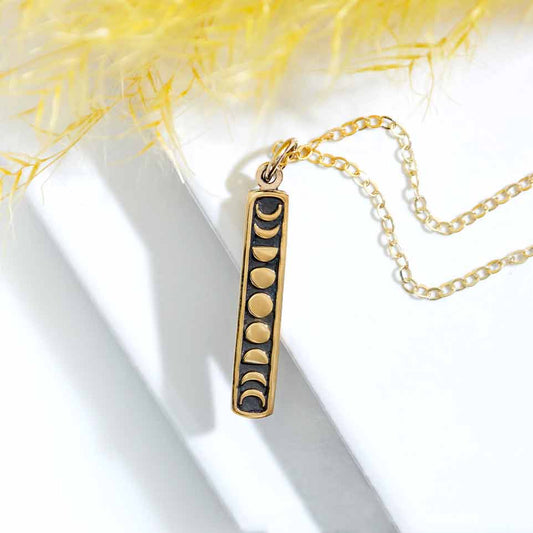 Golden dainty Vertical Moon Phase Necklace