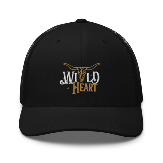 Wild Heart Longhorn Western Cowboy Cowgirl Embroidered Trucker Cap