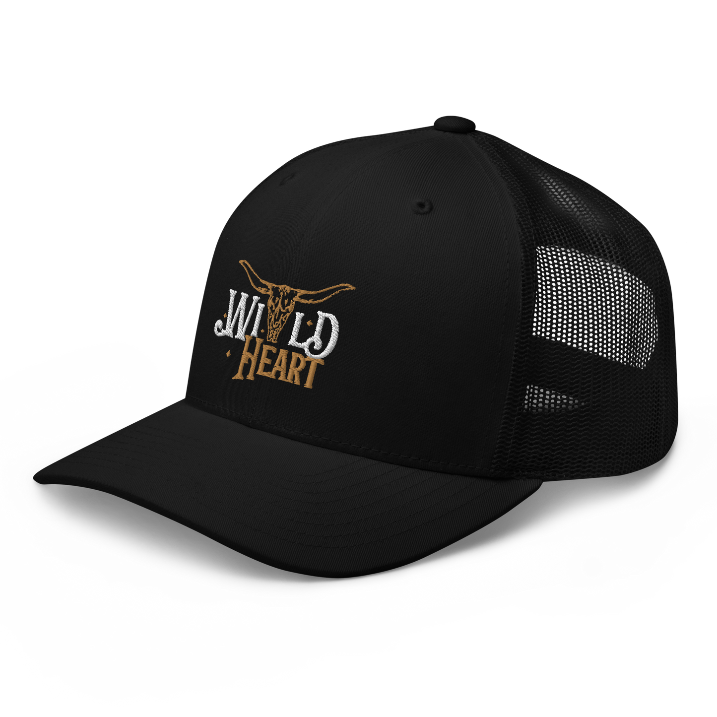 Wild Heart Longhorn Western Cowboy Cowgirl Embroidered Trucker Cap