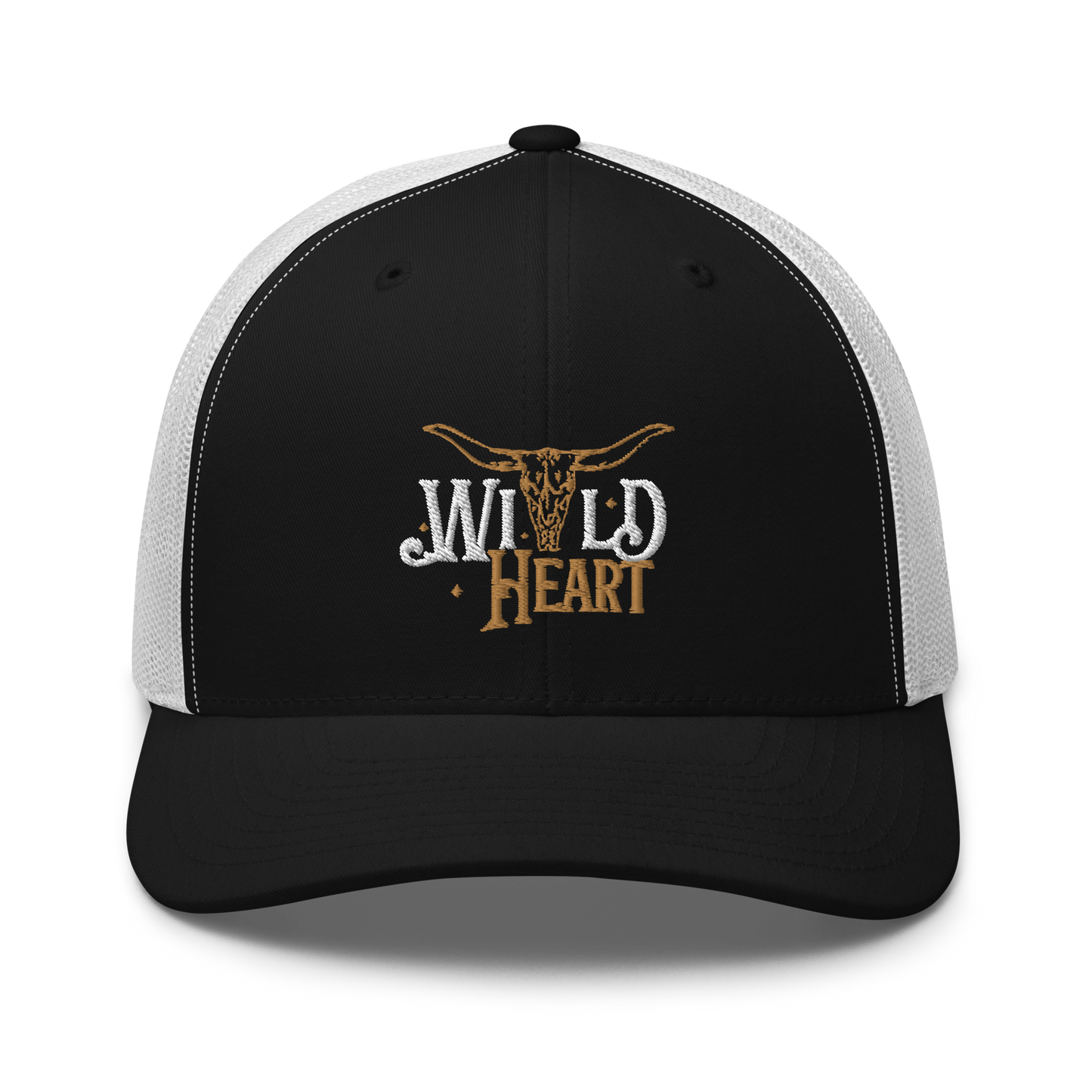 Wild Heart Longhorn Western Cowboy Cowgirl Embroidered Trucker Cap