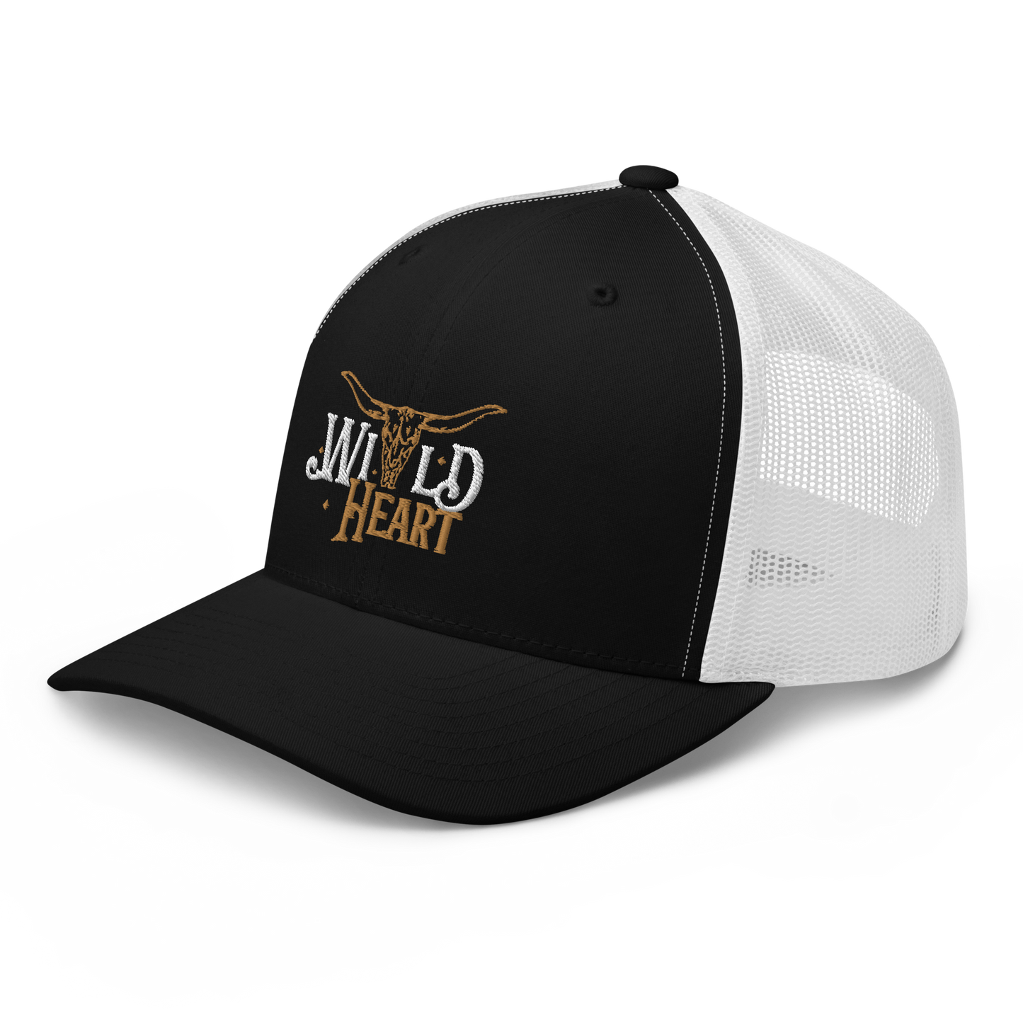 Wild Heart Longhorn Western Cowboy Cowgirl Embroidered Trucker Cap