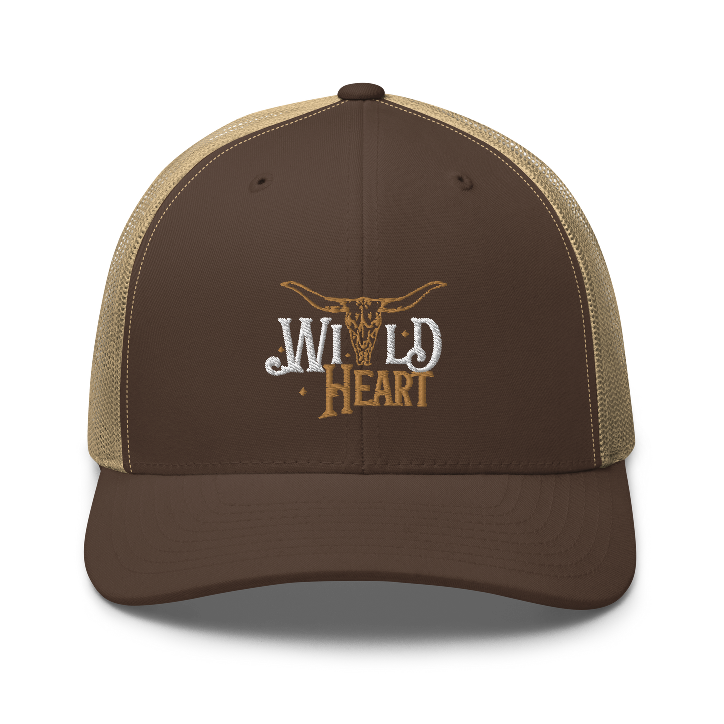 Wild Heart Longhorn Western Cowboy Cowgirl Embroidered Trucker Cap