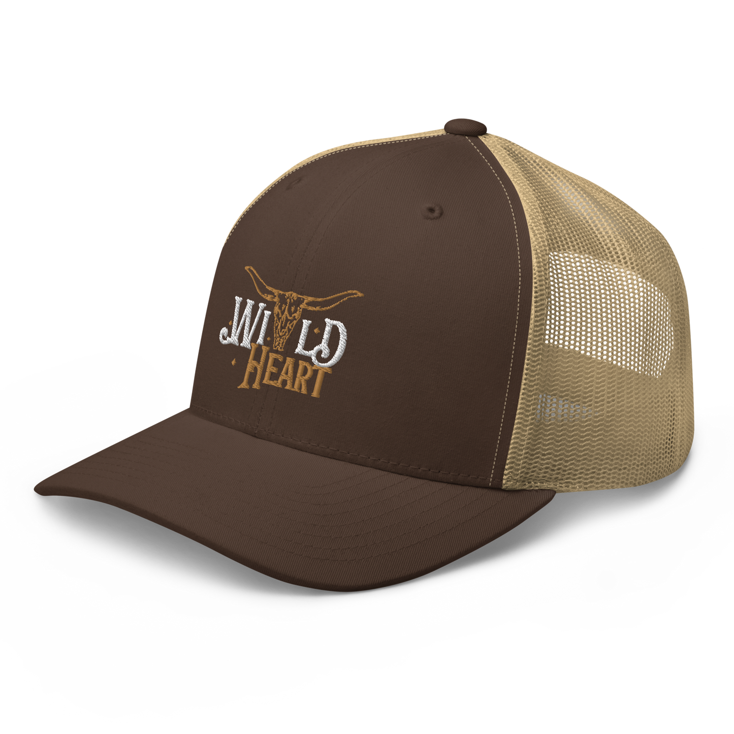 Wild Heart Longhorn Western Cowboy Cowgirl Embroidered Trucker Cap