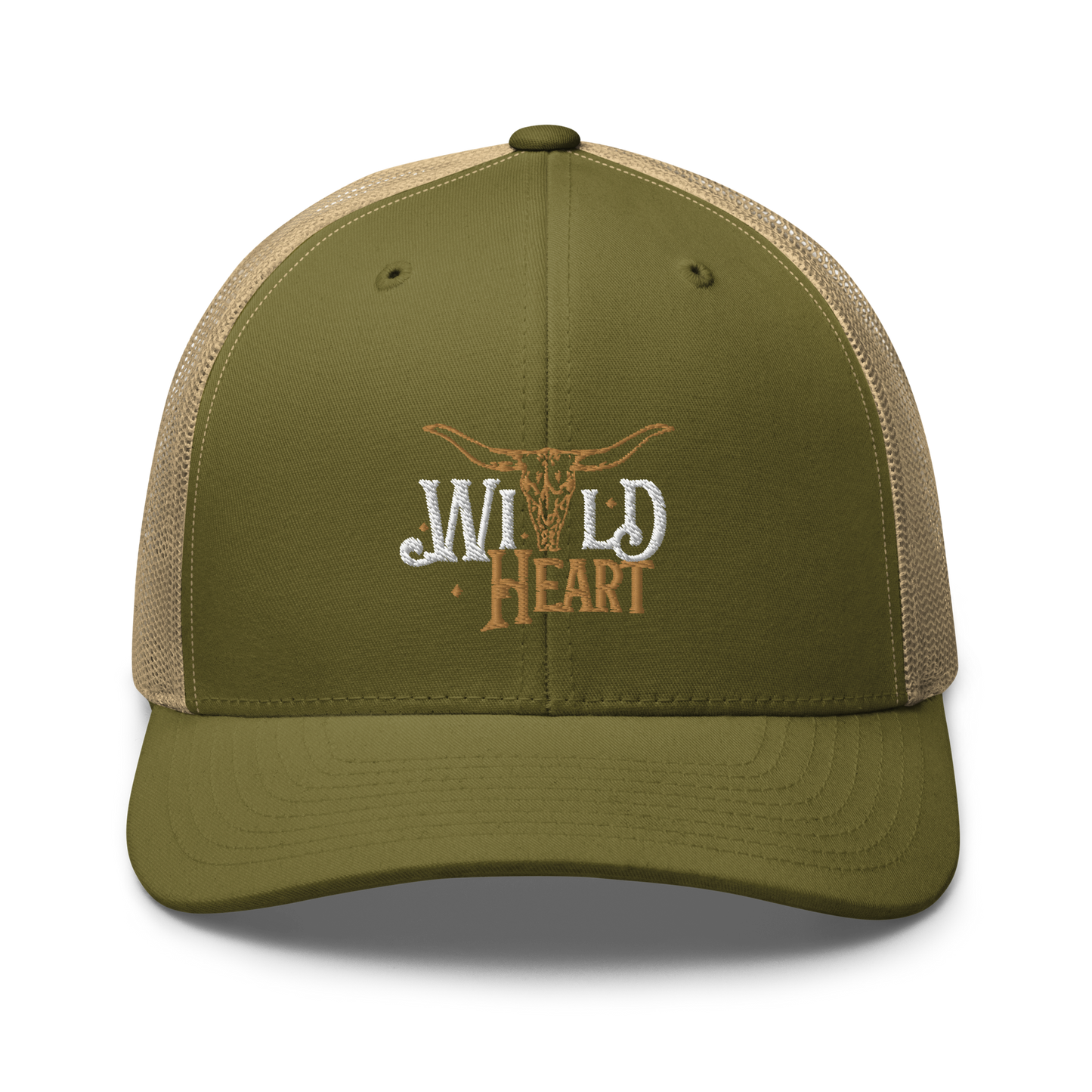 Wild Heart Longhorn Western Cowboy Cowgirl Embroidered Trucker Cap