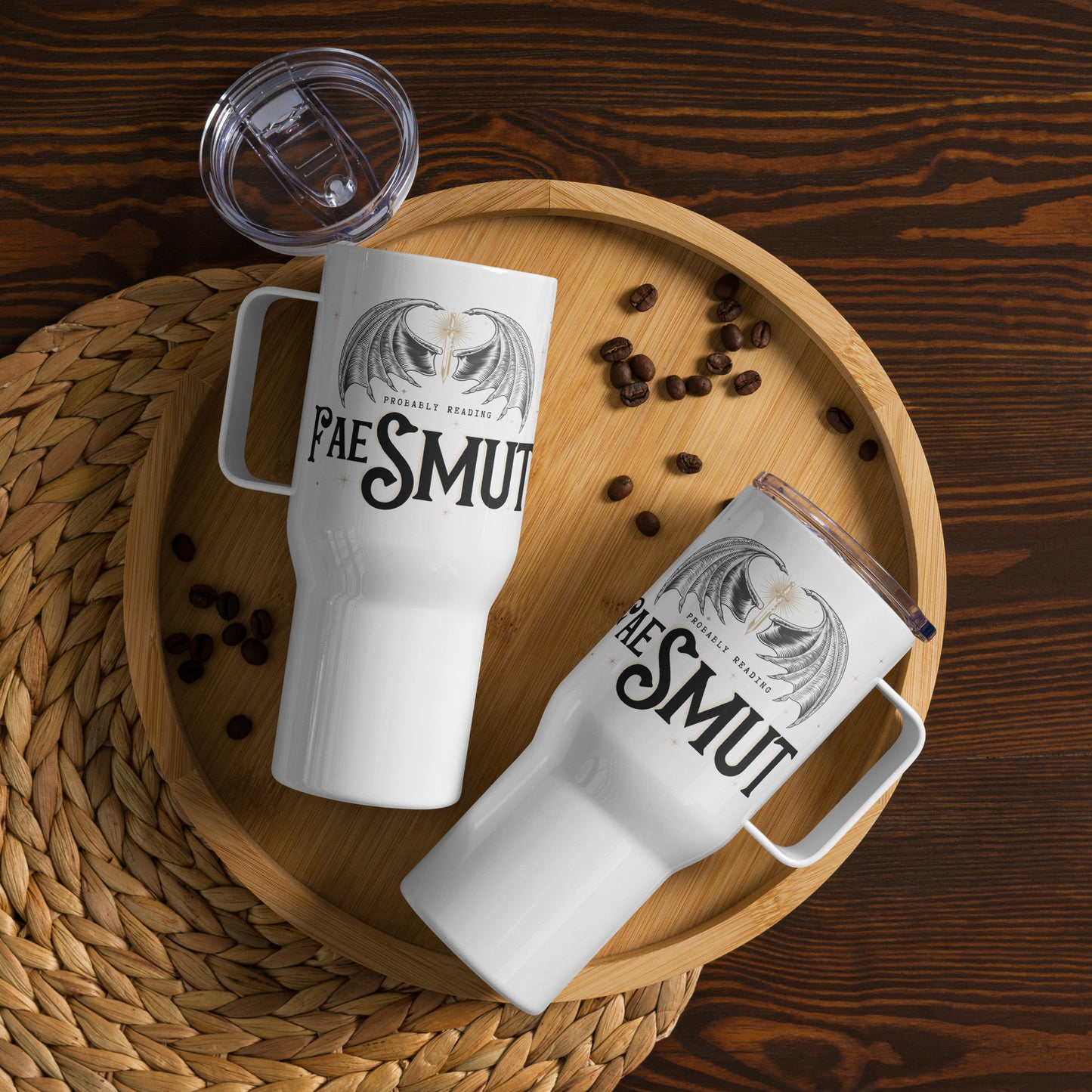 Probably Reading Fae Smut -Book lovers, Dark Romance Travel mug / thermo flask / tumbler with a handle Reusable Mug ACOTAR inspired