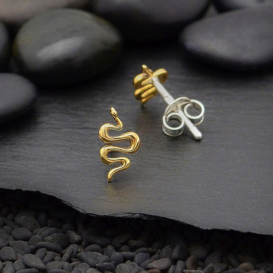 Gold Snake Stud Earrings