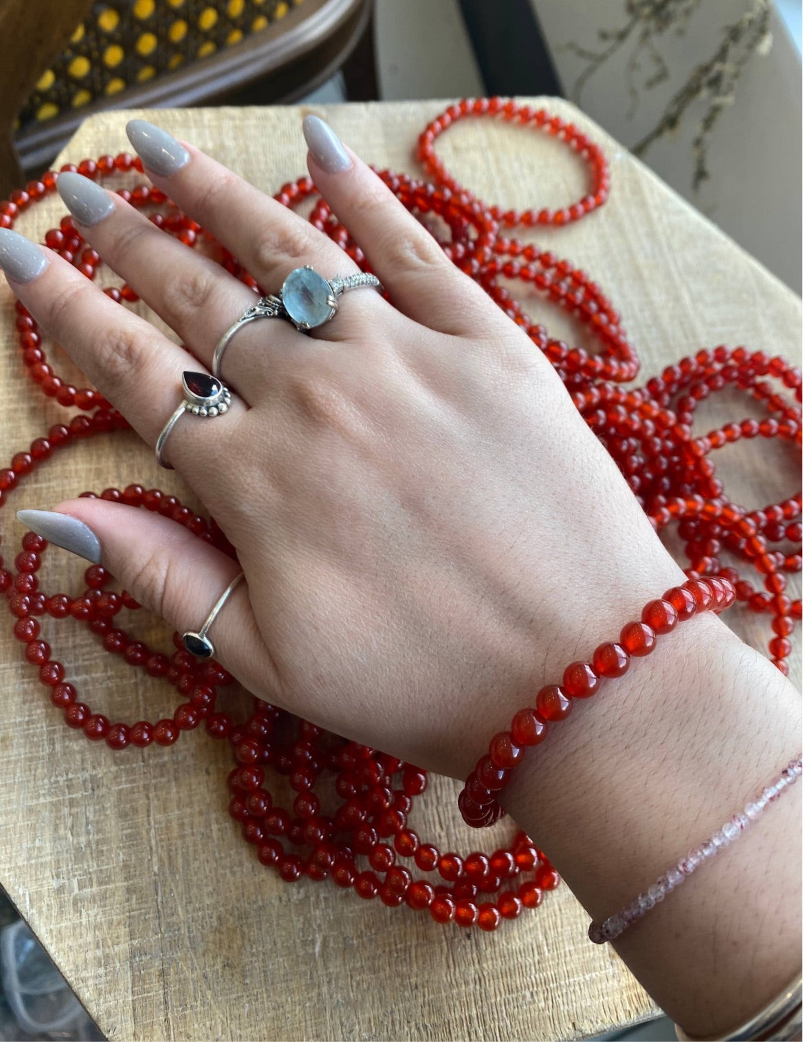 Carnelian Crystal Beaded Bracelet